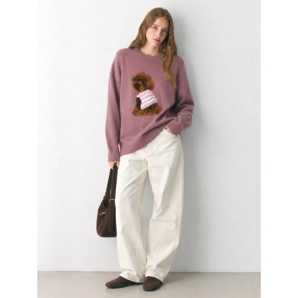 Aritzia Sunday Best Peggy Icon Dog Graphic Cotton Cashmere Sweater XS